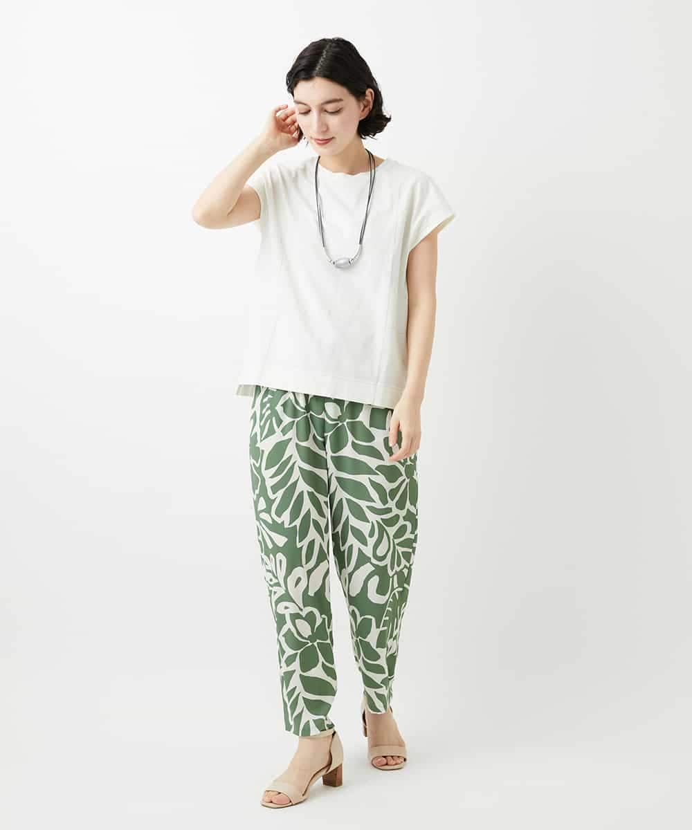 NHLGE41300 GIANNI LO GIUDICE(小さいサイズ)(メゾン ドゥ サンク) [日本製]ポタニカルフラワープリントパンツ グリーン