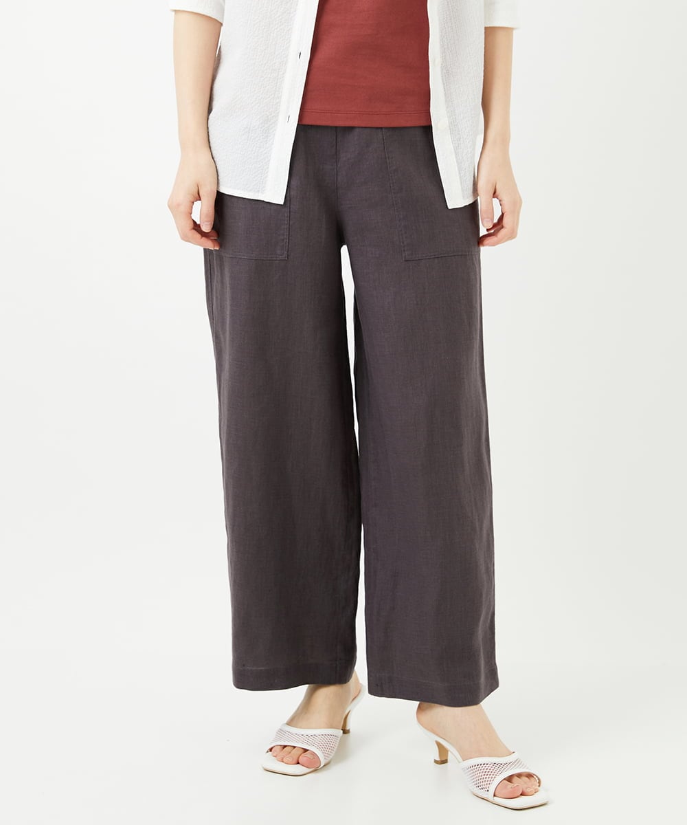 NHLGE43250 GIANNI LO GIUDICE(小さいサイズ)(メゾン ドゥ サンク) カラーリネン製品洗いパンツ グリーン