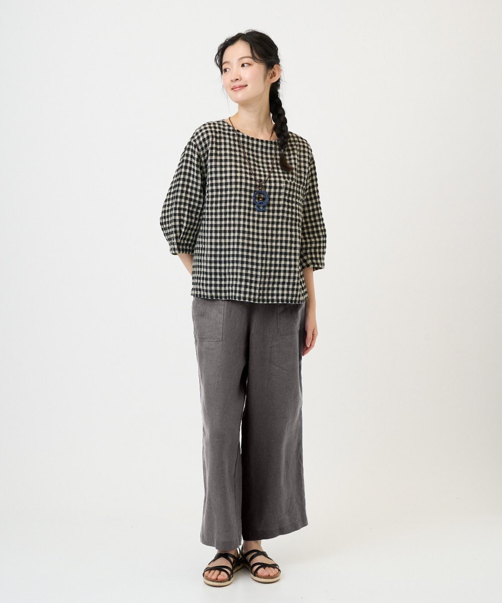 NHLGE43250 GIANNI LO GIUDICE(小さいサイズ)(メゾン ドゥ サンク) カラーリネン製品洗いパンツ ブルー