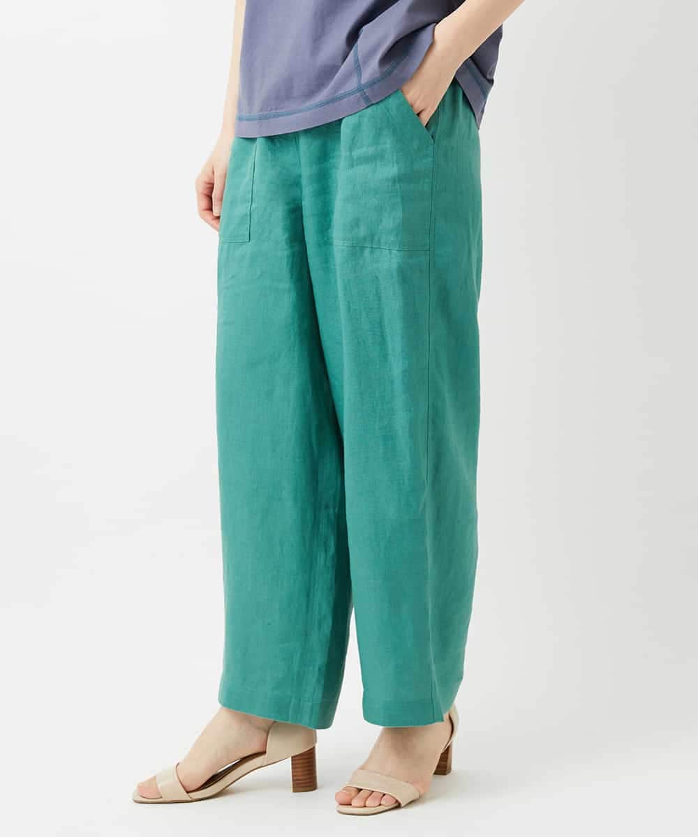 NHLGE43250 GIANNI LO GIUDICE(小さいサイズ)(メゾン ドゥ サンク) カラーリネン製品洗いパンツ グリーン