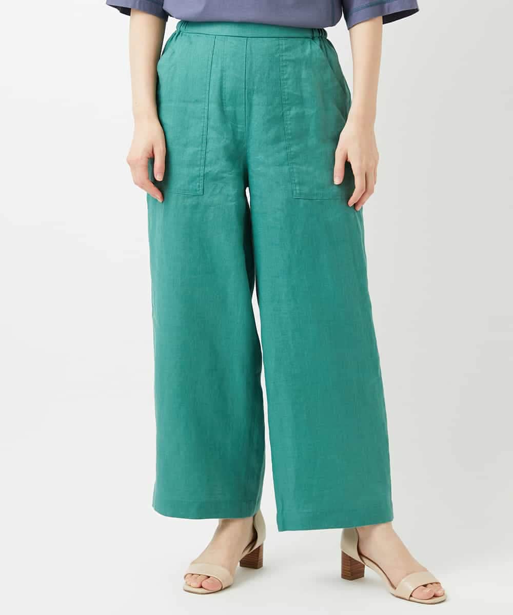 NHLGE43250 GIANNI LO GIUDICE(小さいサイズ)(メゾン ドゥ サンク) カラーリネン製品洗いパンツ グリーン