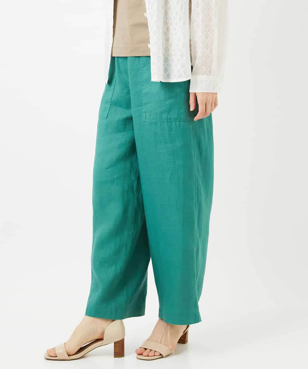 NHLGE43250 GIANNI LO GIUDICE(小さいサイズ)(メゾン ドゥ サンク) カラーリネン製品洗いパンツ グリーン