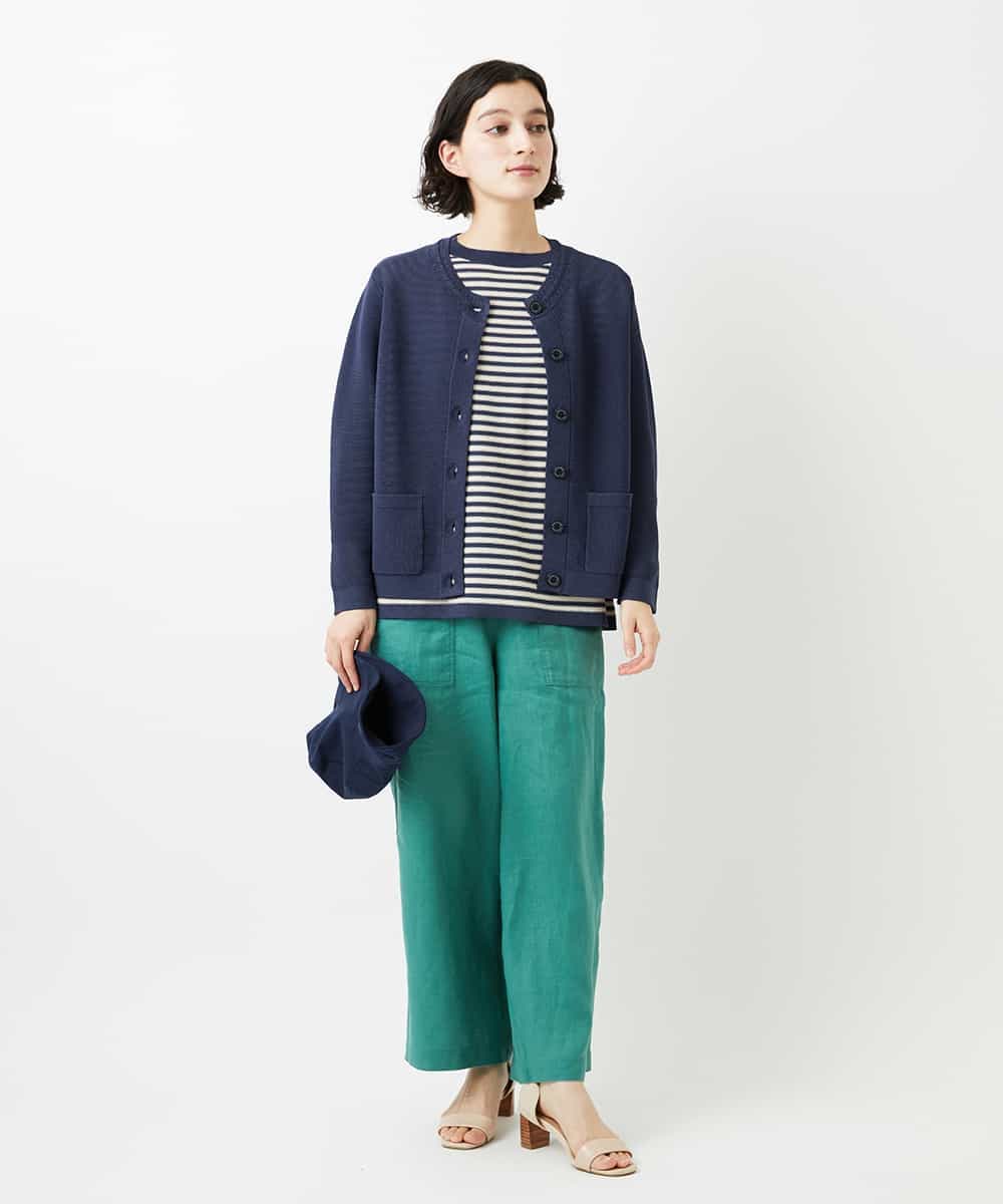 NHLGE43250 GIANNI LO GIUDICE(小さいサイズ)(メゾン ドゥ サンク) カラーリネン製品洗いパンツ グリーン