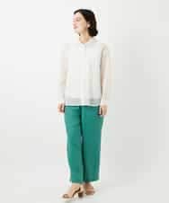 NHLGE43250 GIANNI LO GIUDICE(小さいサイズ)(メゾン ドゥ サンク) カラーリネン製品洗いパンツ グリーン