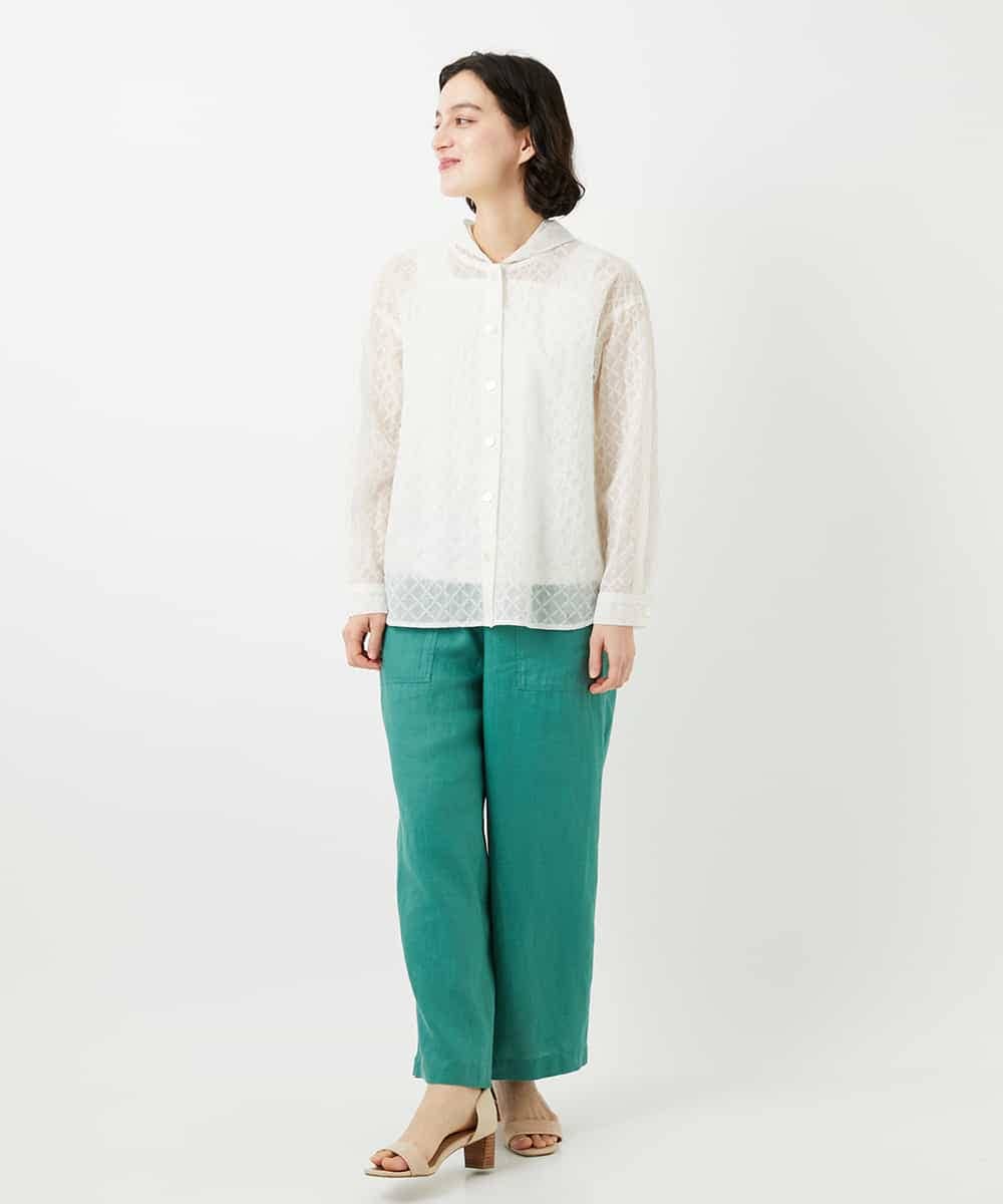 NHLGE43250 GIANNI LO GIUDICE(小さいサイズ)(メゾン ドゥ サンク) カラーリネン製品洗いパンツ グリーン