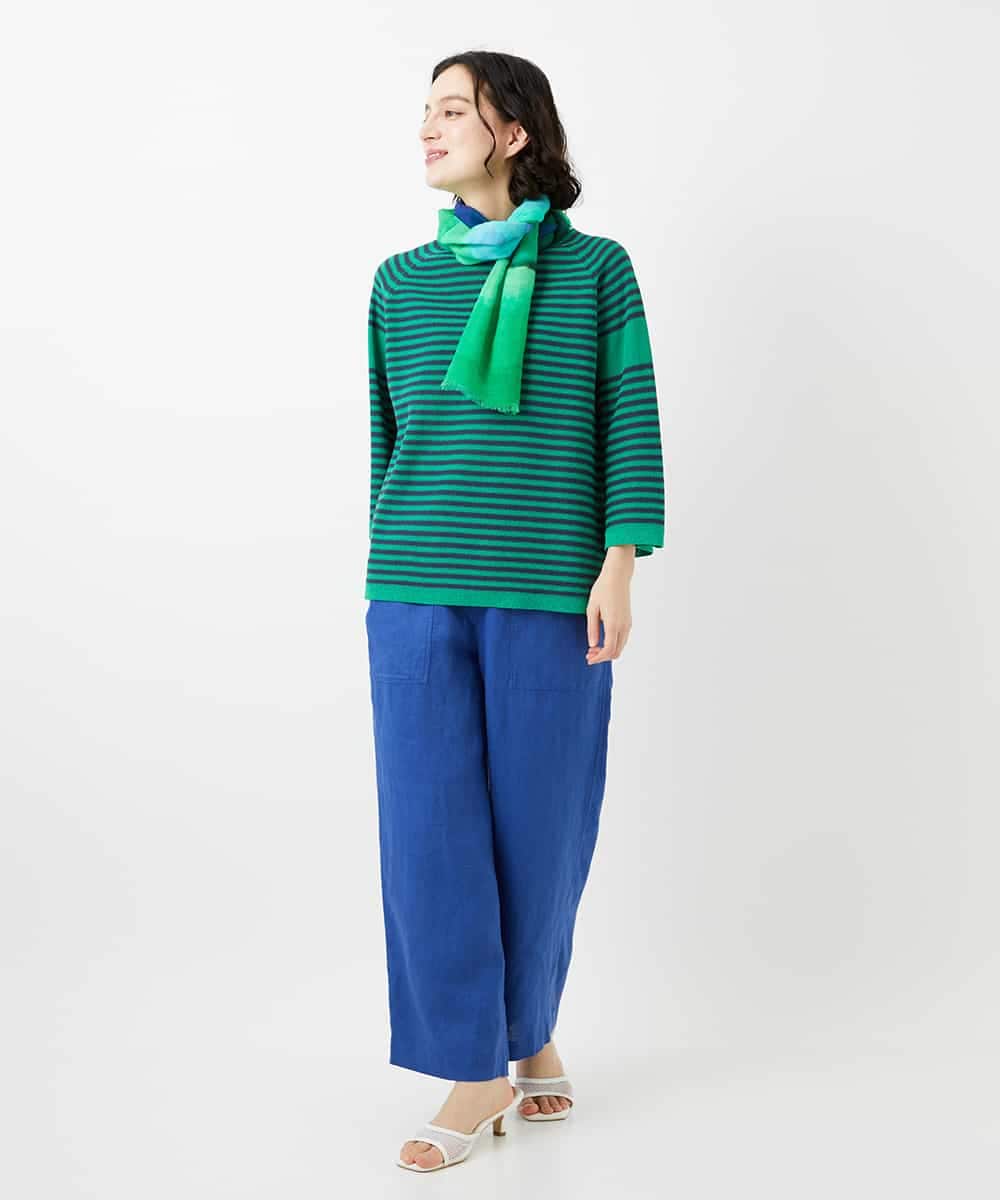 NHLGE43250 GIANNI LO GIUDICE(小さいサイズ)(メゾン ドゥ サンク) カラーリネン製品洗いパンツ グリーン