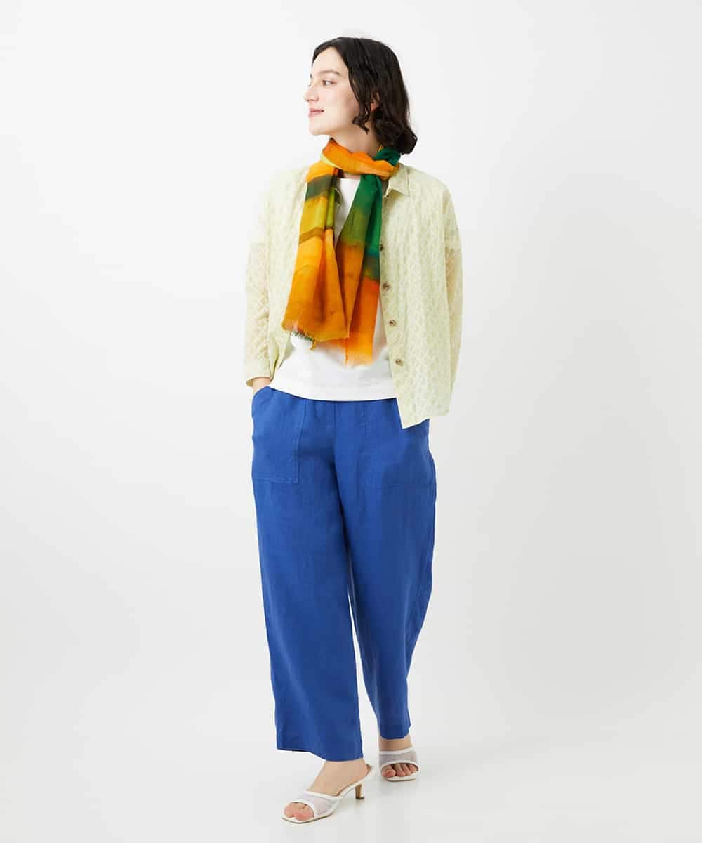 NHLGE43250 GIANNI LO GIUDICE(小さいサイズ)(メゾン ドゥ サンク) カラーリネン製品洗いパンツ グリーン