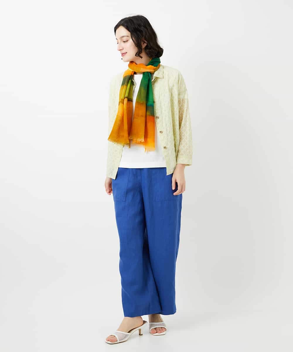 NHLGE43250 GIANNI LO GIUDICE(小さいサイズ)(メゾン ドゥ サンク) カラーリネン製品洗いパンツ グリーン