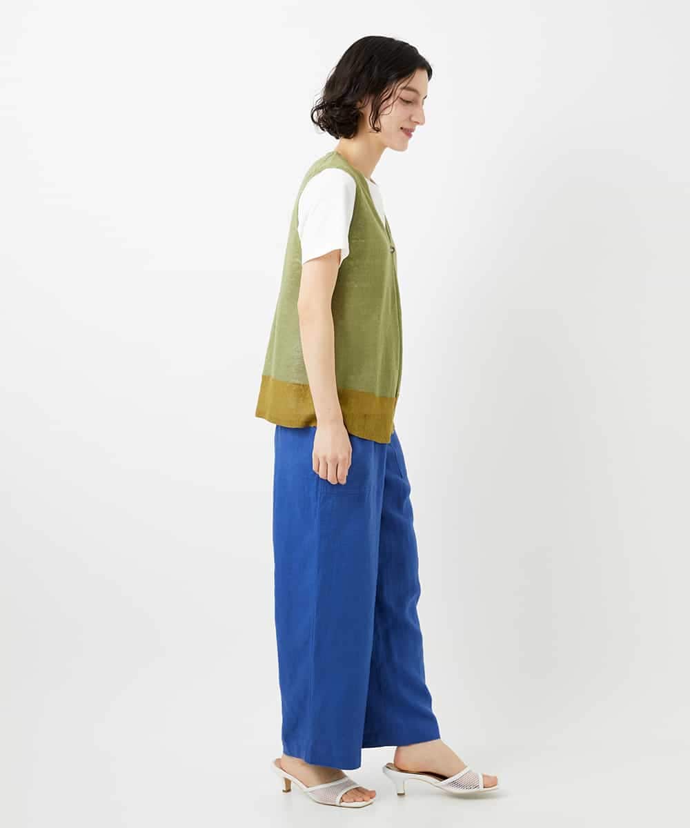 NHLGE43250 GIANNI LO GIUDICE(小さいサイズ)(メゾン ドゥ サンク) カラーリネン製品洗いパンツ グリーン