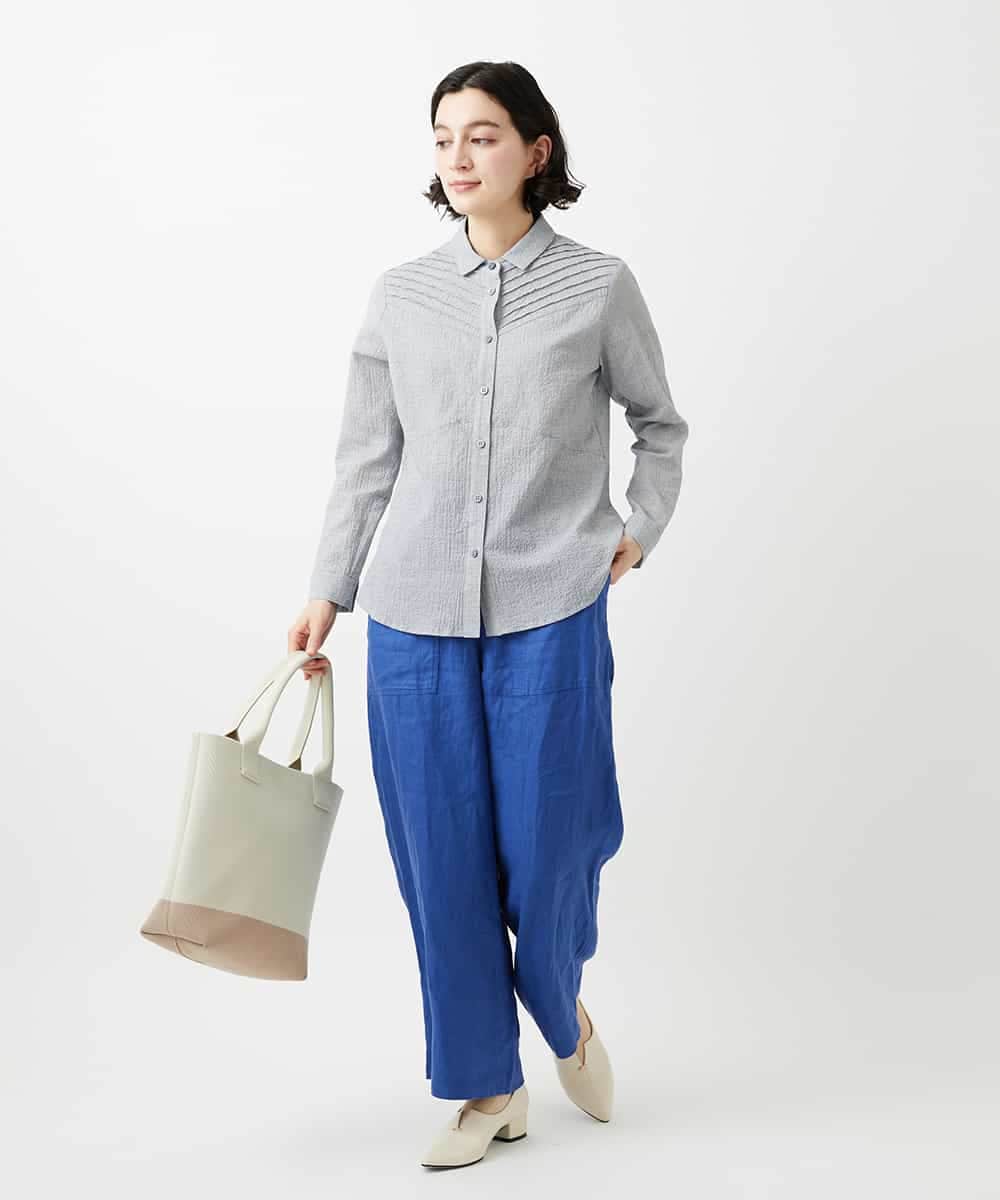 NHLGE43250 GIANNI LO GIUDICE(小さいサイズ)(メゾン ドゥ サンク) カラーリネン製品洗いパンツ グリーン