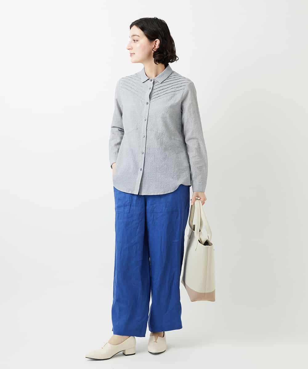 NHLGE43250 GIANNI LO GIUDICE(小さいサイズ)(メゾン ドゥ サンク) カラーリネン製品洗いパンツ グリーン