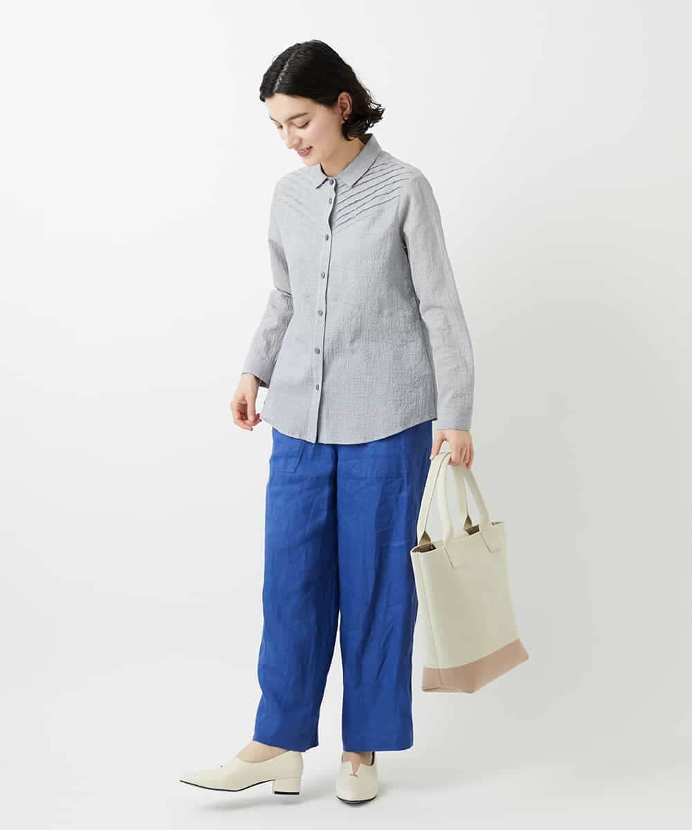 NHLGE43250 GIANNI LO GIUDICE(小さいサイズ)(メゾン ドゥ サンク) カラーリネン製品洗いパンツ グリーン