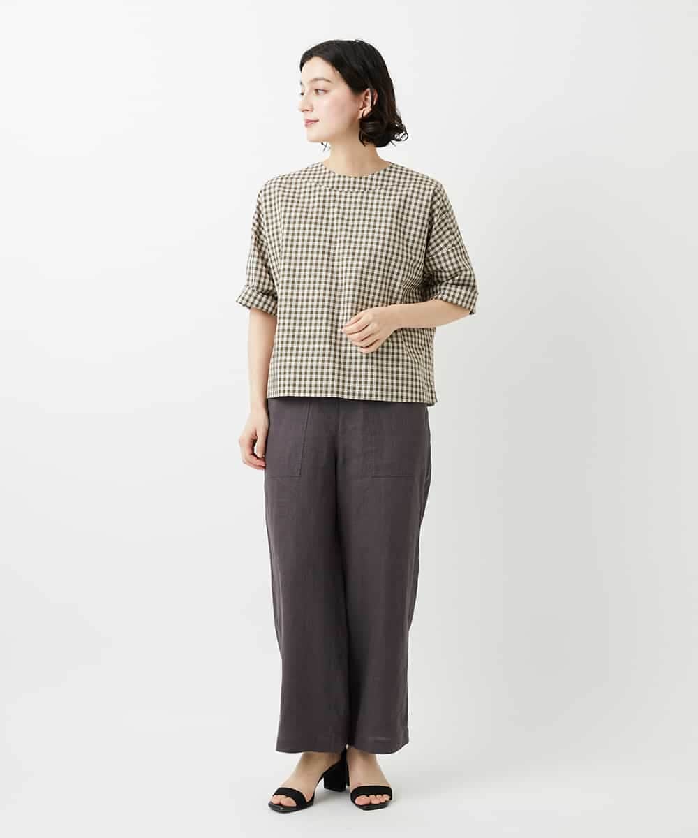 NHLGE43250 GIANNI LO GIUDICE(小さいサイズ)(メゾン ドゥ サンク) カラーリネン製品洗いパンツ グリーン