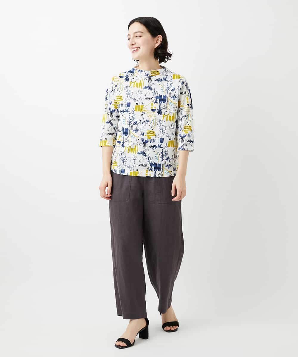 NHLGE43250 GIANNI LO GIUDICE(小さいサイズ)(メゾン ドゥ サンク) カラーリネン製品洗いパンツ グリーン