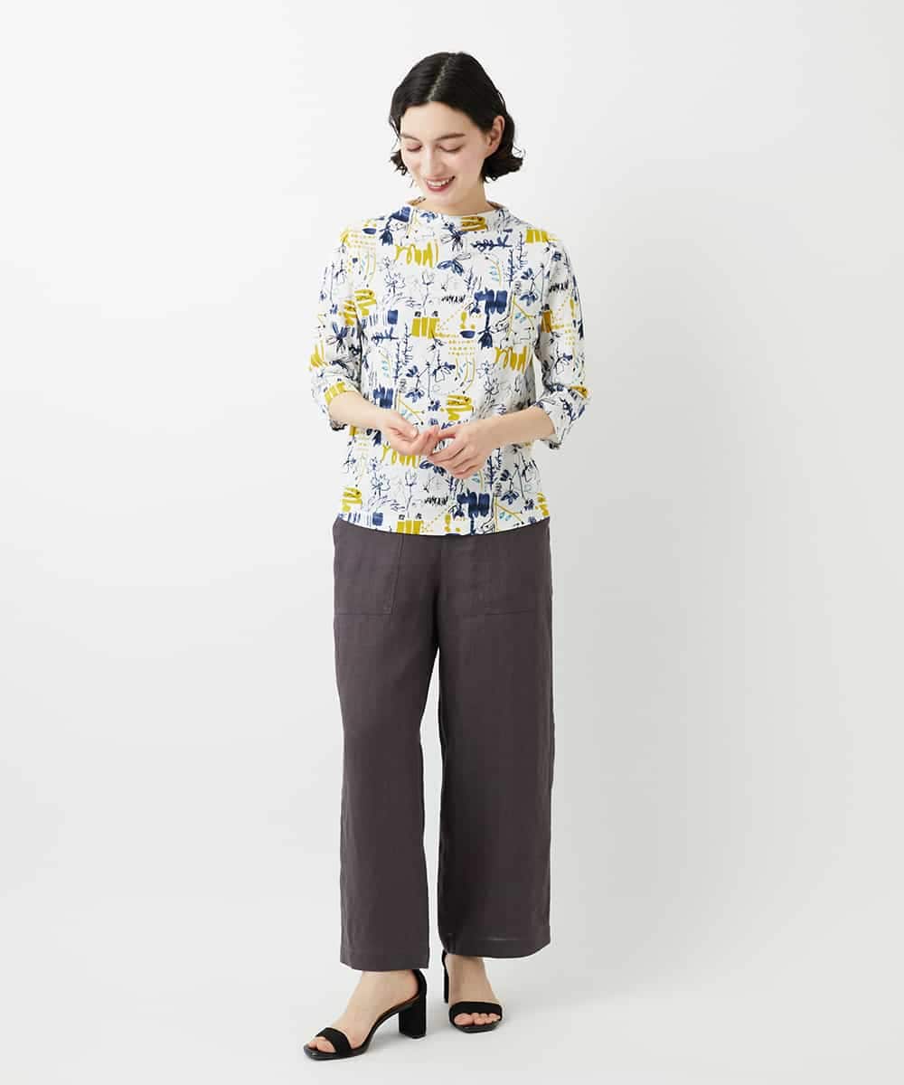 NHLGE43250 GIANNI LO GIUDICE(小さいサイズ)(メゾン ドゥ サンク) カラーリネン製品洗いパンツ グリーン