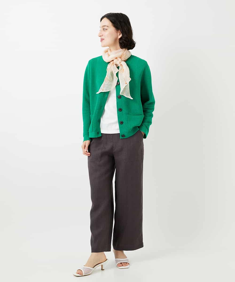 NHLGE43250 GIANNI LO GIUDICE(小さいサイズ)(メゾン ドゥ サンク) カラーリネン製品洗いパンツ グリーン