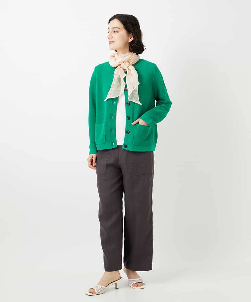 NHLGE43250 GIANNI LO GIUDICE(小さいサイズ)(メゾン ドゥ サンク) カラーリネン製品洗いパンツ グリーン