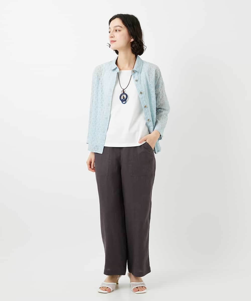 NHLGE43250 GIANNI LO GIUDICE(小さいサイズ)(メゾン ドゥ サンク) カラーリネン製品洗いパンツ グリーン