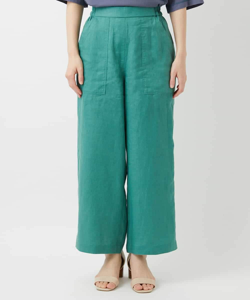 NHLGE43250 GIANNI LO GIUDICE(小さいサイズ)(メゾン ドゥ サンク) カラーリネン製品洗いパンツ グリーン