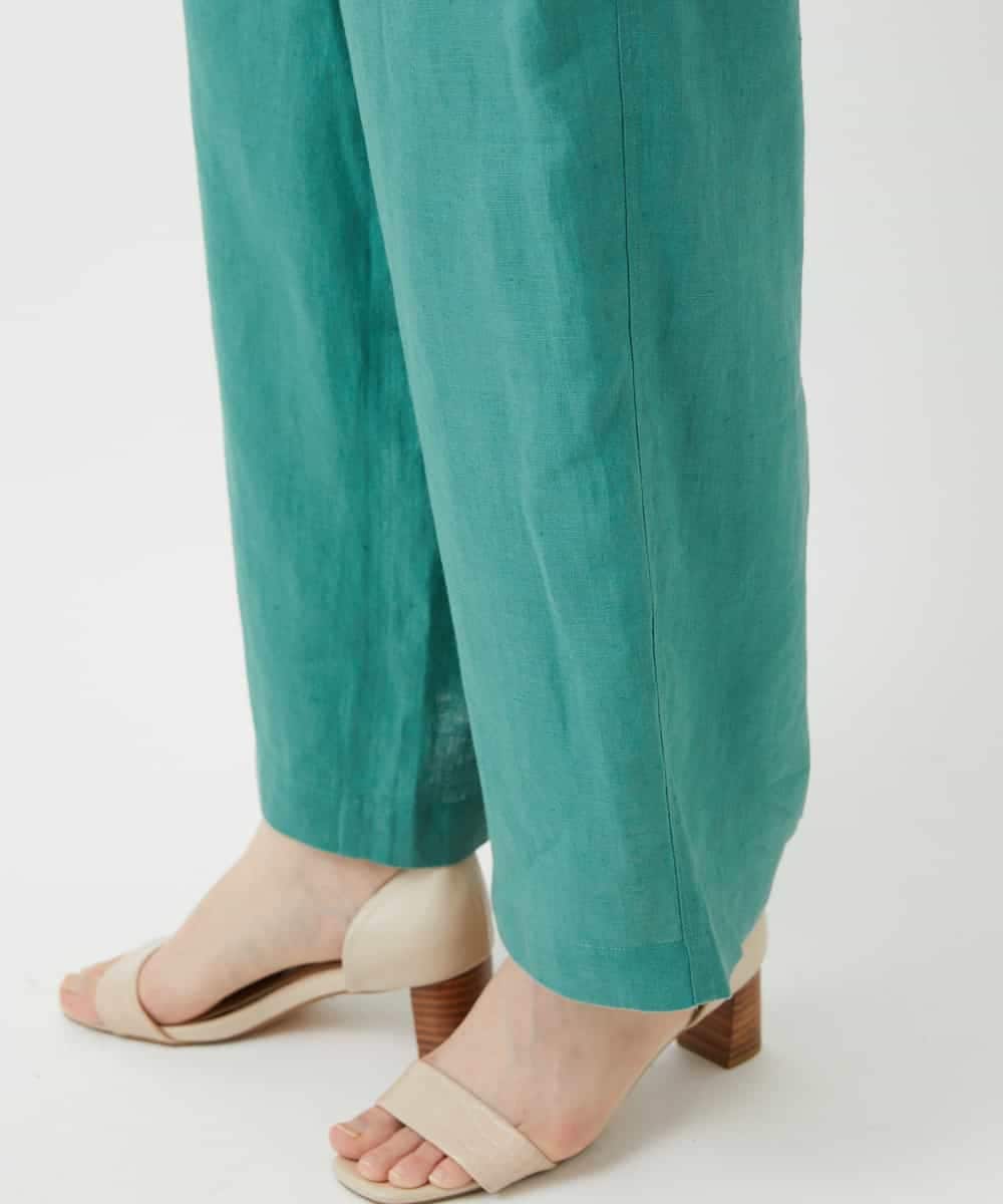 NHLGE43250 GIANNI LO GIUDICE(小さいサイズ)(メゾン ドゥ サンク) カラーリネン製品洗いパンツ グリーン