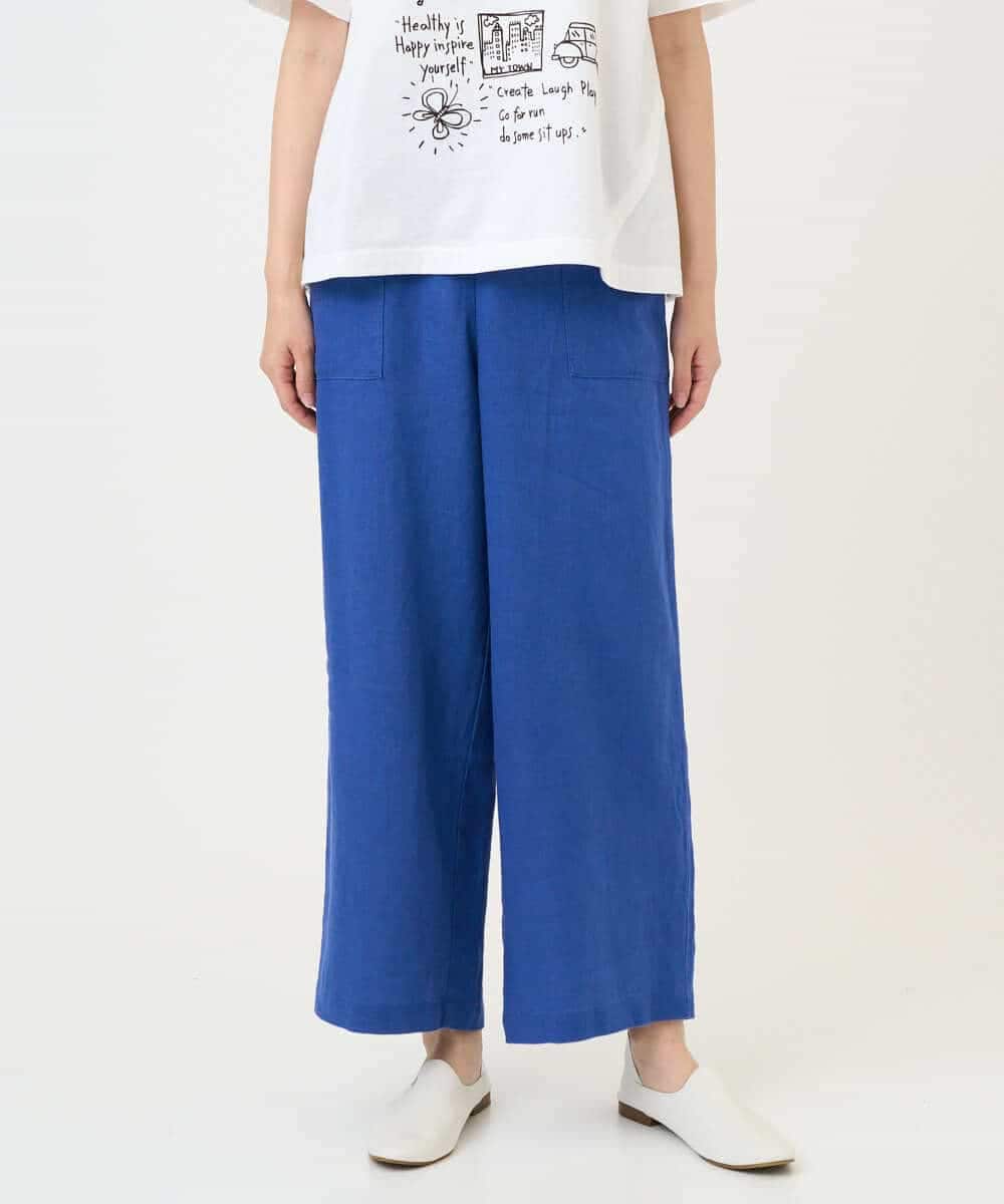 NHLGE43250 GIANNI LO GIUDICE(小さいサイズ)(メゾン ドゥ サンク) カラーリネン製品洗いパンツ ブルー