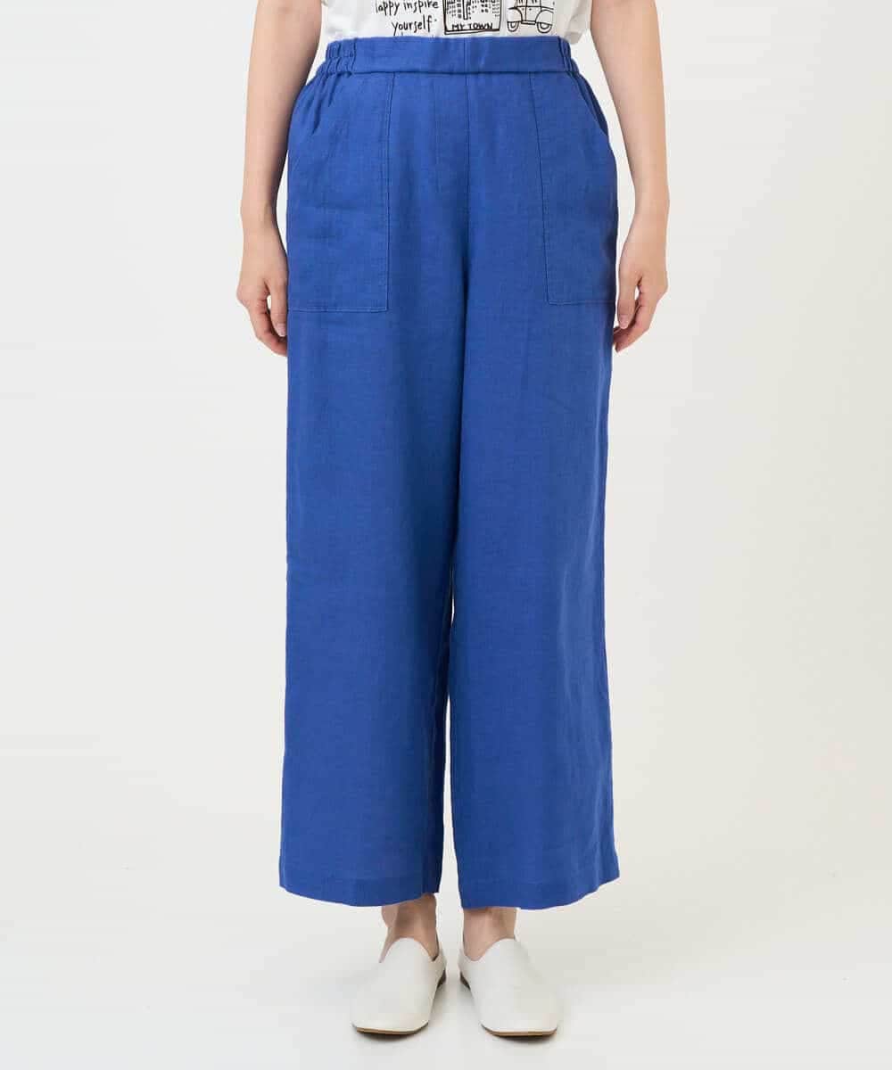 NHLGE43250 GIANNI LO GIUDICE(小さいサイズ)(メゾン ドゥ サンク) カラーリネン製品洗いパンツ ブルー