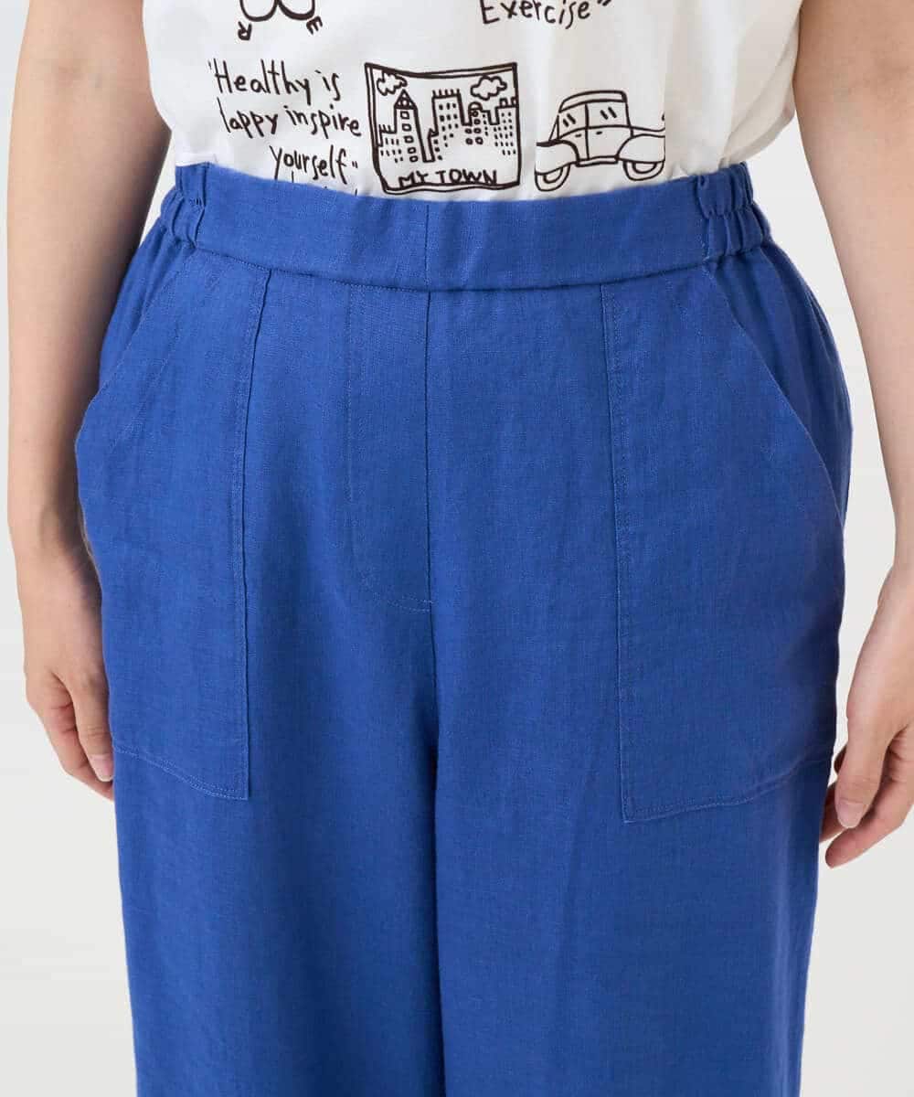 NHLGE43250 GIANNI LO GIUDICE(小さいサイズ)(メゾン ドゥ サンク) カラーリネン製品洗いパンツ ブルー