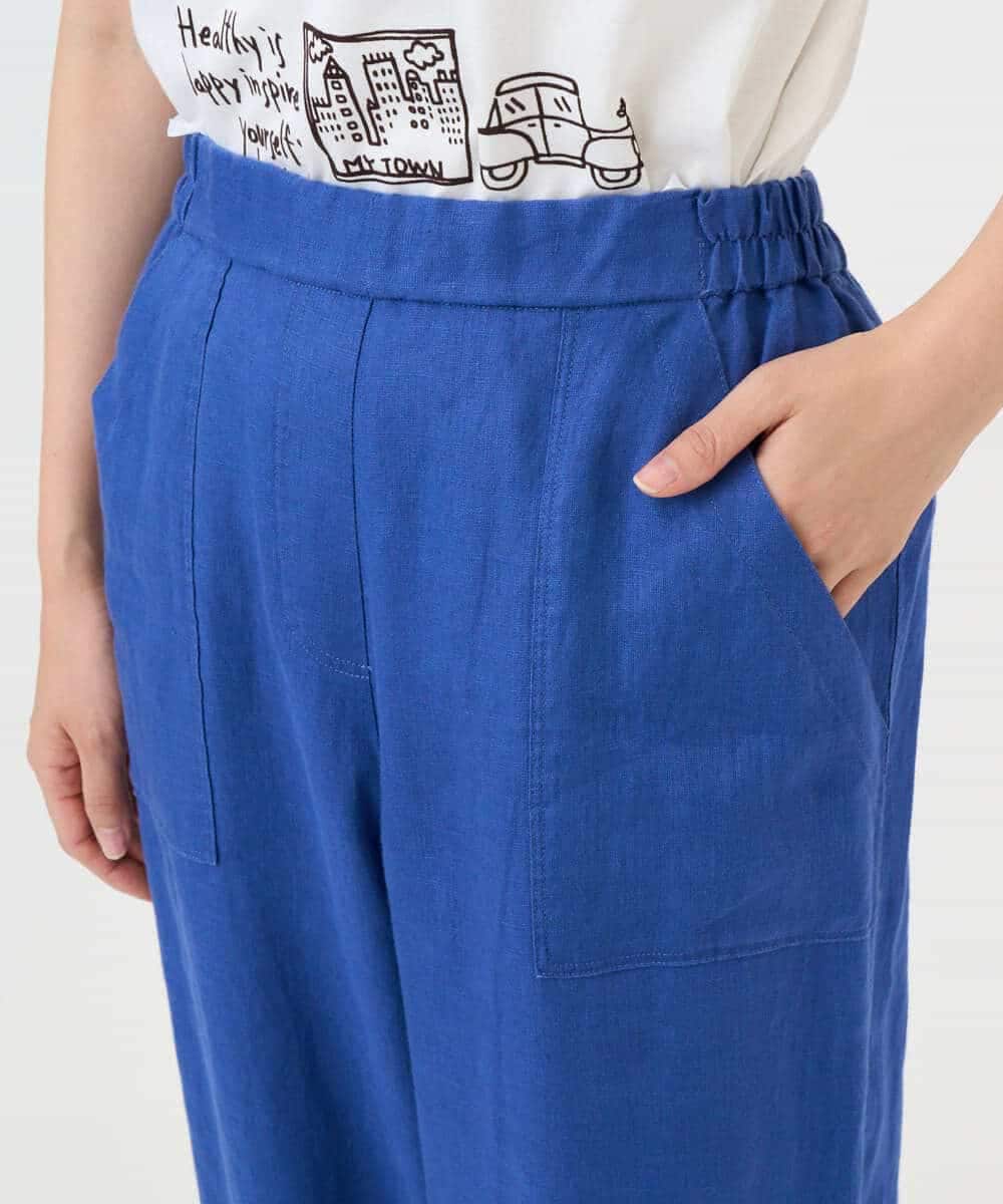 NHLGE43250 GIANNI LO GIUDICE(小さいサイズ)(メゾン ドゥ サンク) カラーリネン製品洗いパンツ ブルー