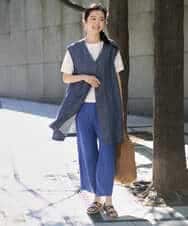 NHLGE43250 GIANNI LO GIUDICE(小さいサイズ)(メゾン ドゥ サンク) カラーリネン製品洗いパンツ ブルー