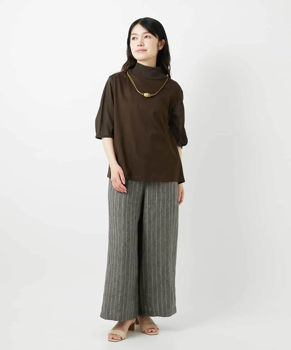 NHLGE50330 GIANNI LO GIUDICE(小さいサイズ)(メゾン ドゥ サンク) [セットアップ対応]リネンステッチストライプパンツ ベージュ