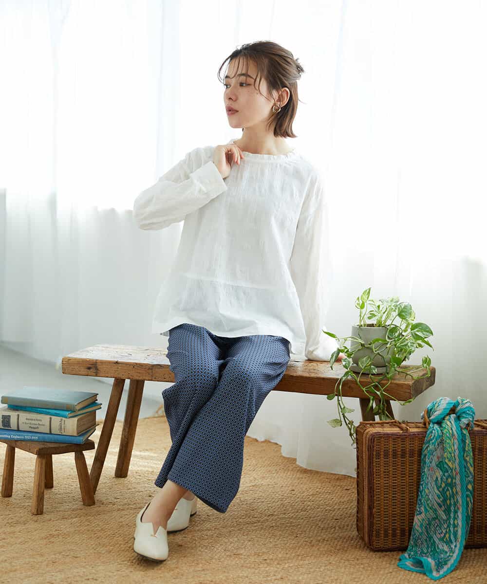 NHLGF28250 GIANNI LO GIUDICE(小さいサイズ)(メゾン ドゥ サンク) [リバーシブル]裏コットン幾何プリントパンツ ブルー系