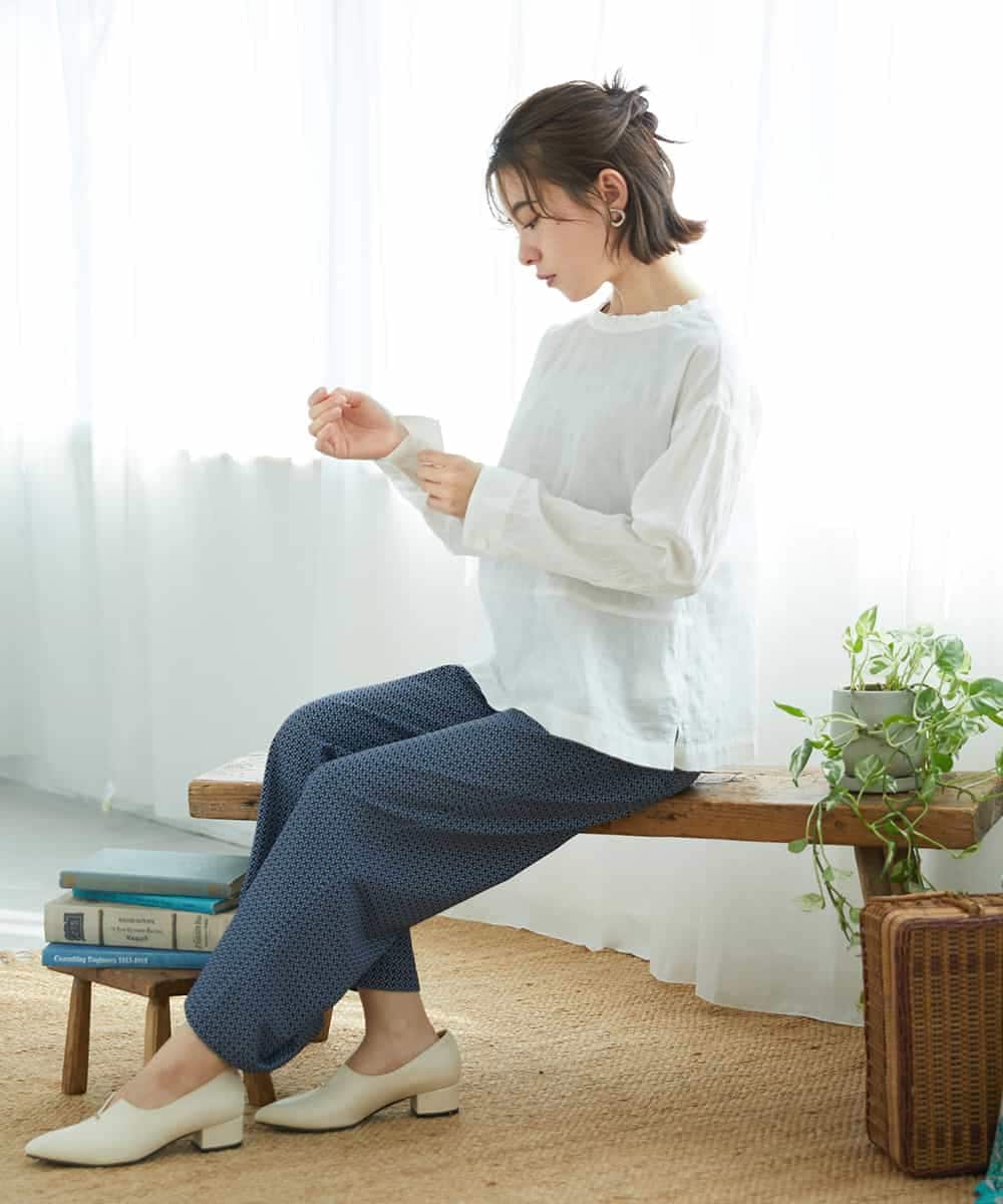 NHLGF28250 GIANNI LO GIUDICE(小さいサイズ)(メゾン ドゥ サンク) [リバーシブル]裏コットン幾何プリントパンツ ブルー系