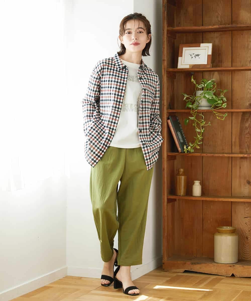 NHLGF39180 GIANNI LO GIUDICE(小さいサイズ)(メゾン ドゥ サンク) [日本製]ナチュラルスムースパンツ グリーン