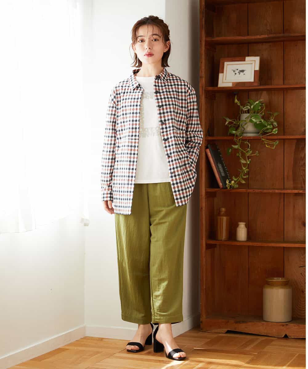 NHLGF39180 GIANNI LO GIUDICE(小さいサイズ)(メゾン ドゥ サンク) [日本製]ナチュラルスムースパンツ グリーン