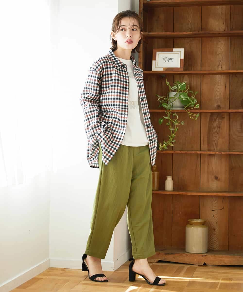 NHLGF39180 GIANNI LO GIUDICE(小さいサイズ)(メゾン ドゥ サンク) [日本製]ナチュラルスムースパンツ グリーン