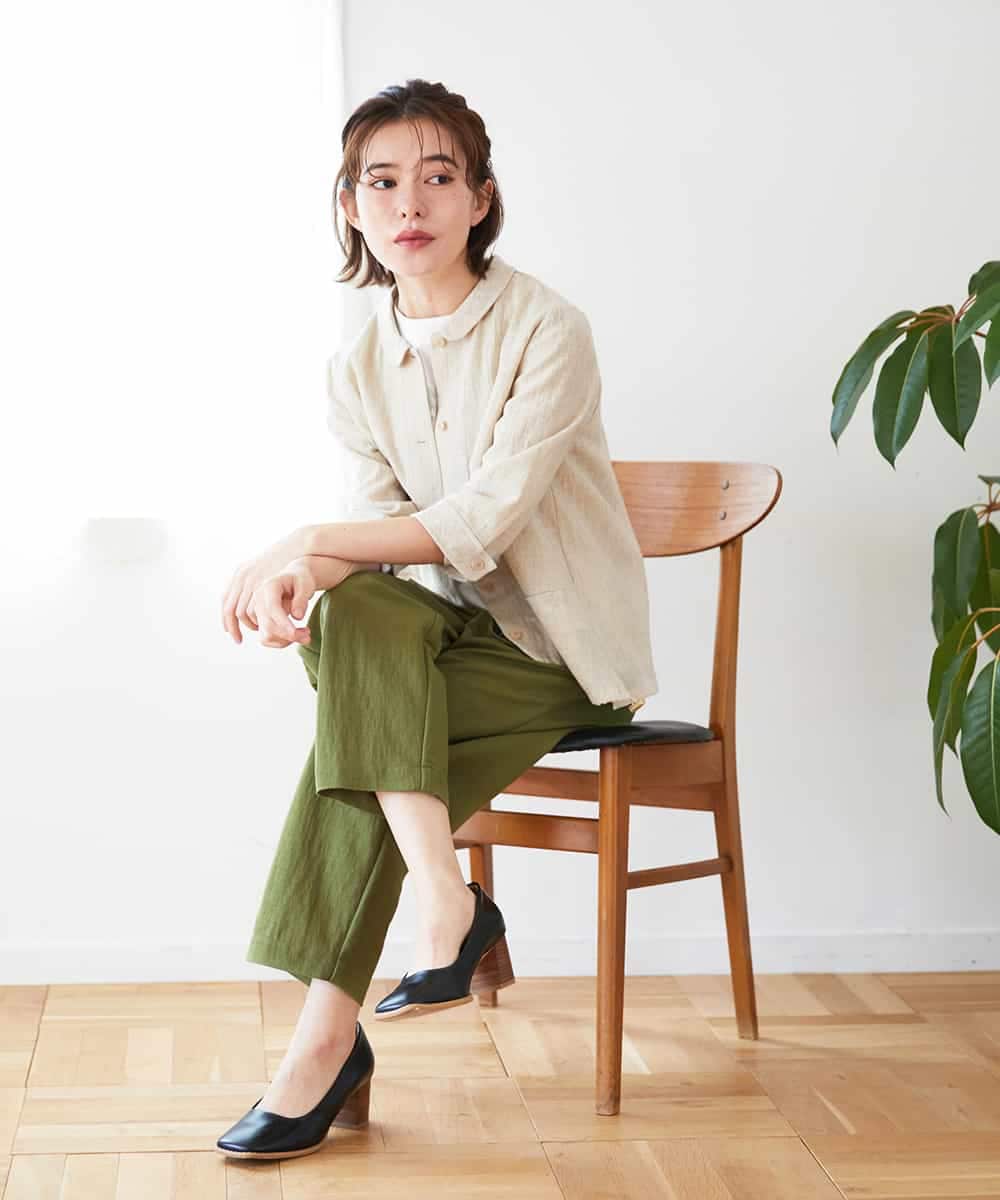 NHLGF39180 GIANNI LO GIUDICE(小さいサイズ)(メゾン ドゥ サンク) [日本製]ナチュラルスムースパンツ グリーン