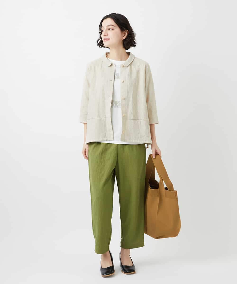 NHLGF39180 GIANNI LO GIUDICE(小さいサイズ)(メゾン ドゥ サンク) [日本製]ナチュラルスムースパンツ グリーン