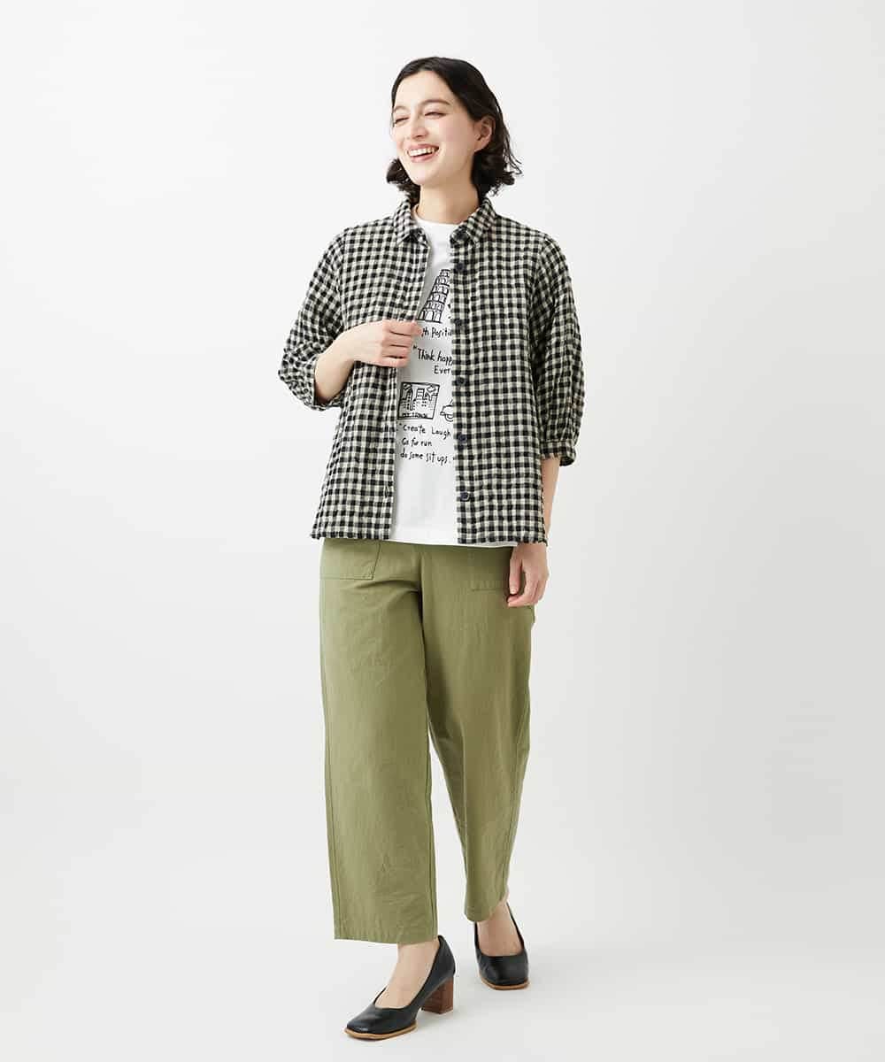 NHLGF39180 GIANNI LO GIUDICE(小さいサイズ)(メゾン ドゥ サンク) [日本製]ナチュラルスムースパンツ グリーン