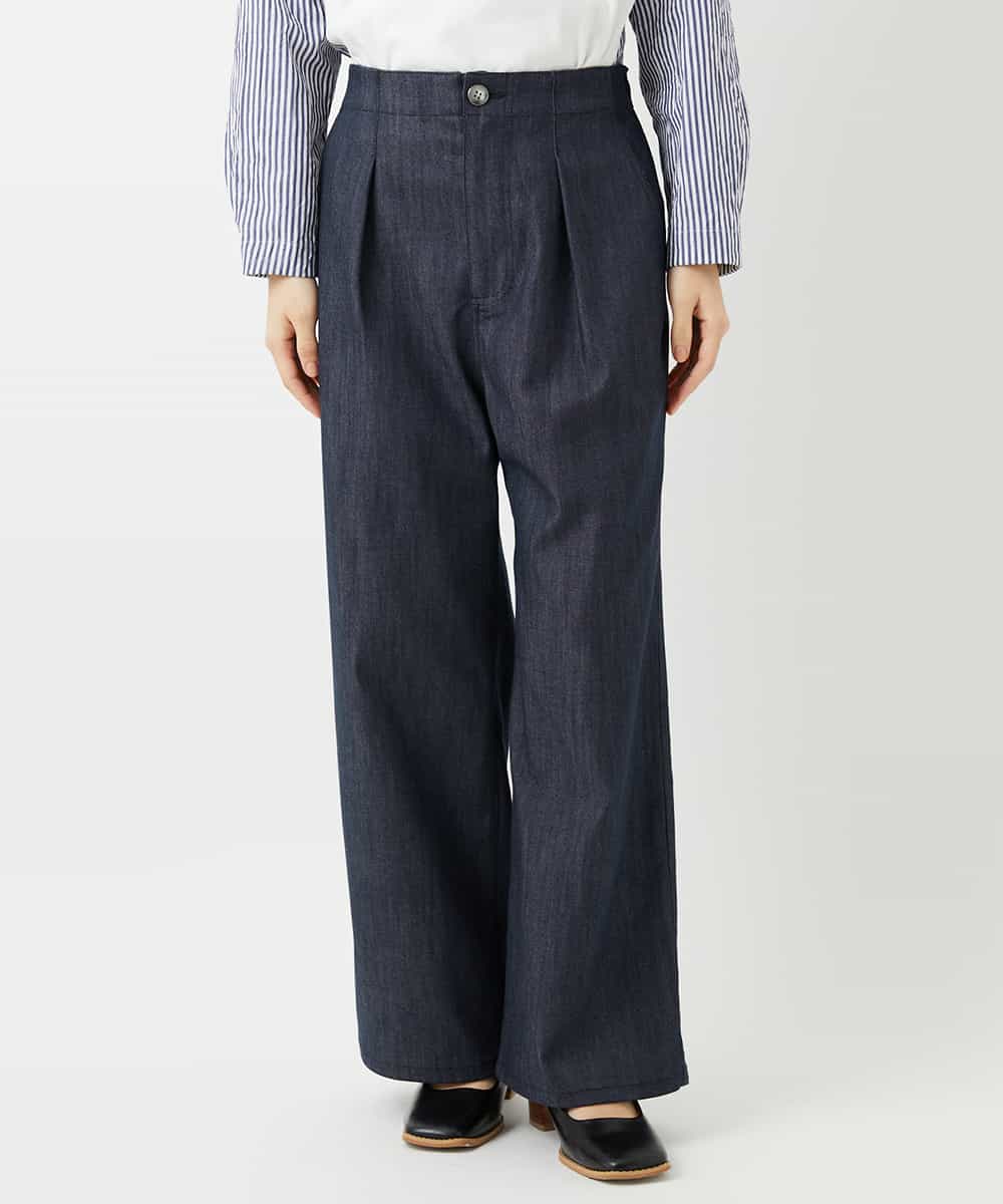 NHLGF85270 GIANNI LO GIUDICE(小さいサイズ)(メゾン ドゥ サンク) [セットアップ対応]デニムライクセミワイドパンツ ネイビー