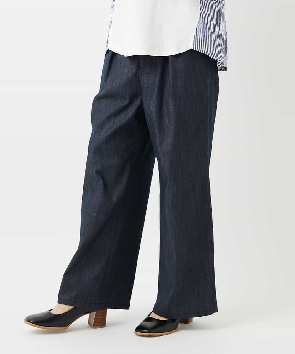 NHLGF85270 GIANNI LO GIUDICE(小さいサイズ)(メゾン ドゥ サンク) [セットアップ対応]デニムライクセミワイドパンツ ネイビー