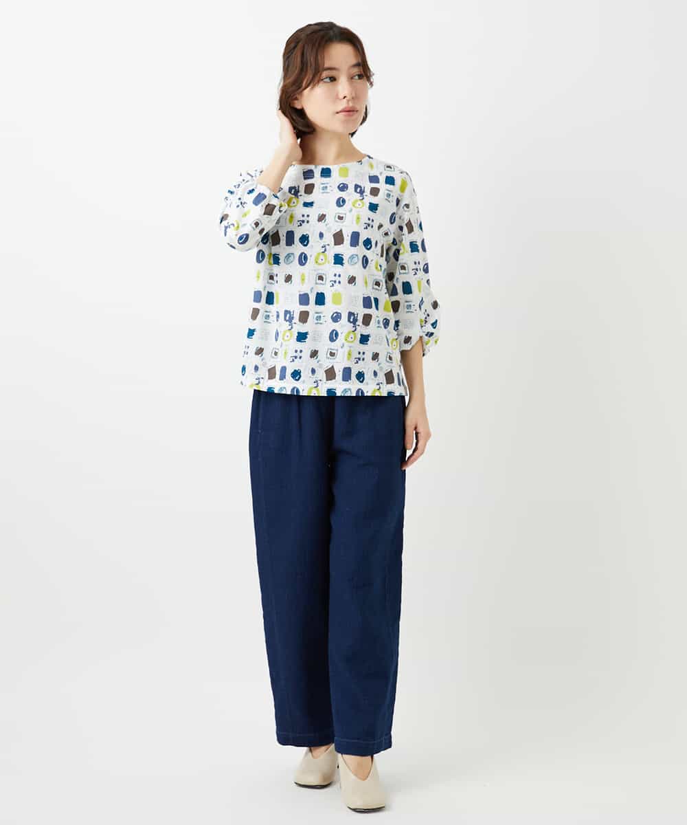 NHLGF85270 GIANNI LO GIUDICE(小さいサイズ)(メゾン ドゥ サンク) [セットアップ対応]デニムライクセミワイドパンツ ネイビー