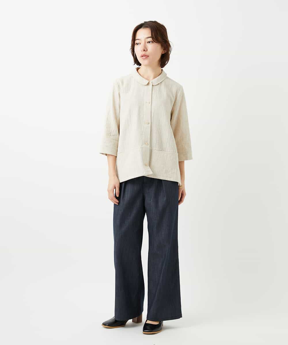 NHLGF85270 GIANNI LO GIUDICE(小さいサイズ)(メゾン ドゥ サンク) [セットアップ対応]デニムライクセミワイドパンツ ネイビー