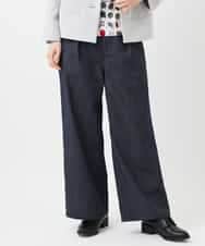 NHLGF85270 GIANNI LO GIUDICE(小さいサイズ)(メゾン ドゥ サンク) [セットアップ対応]デニムライクセミワイドパンツ ネイビー