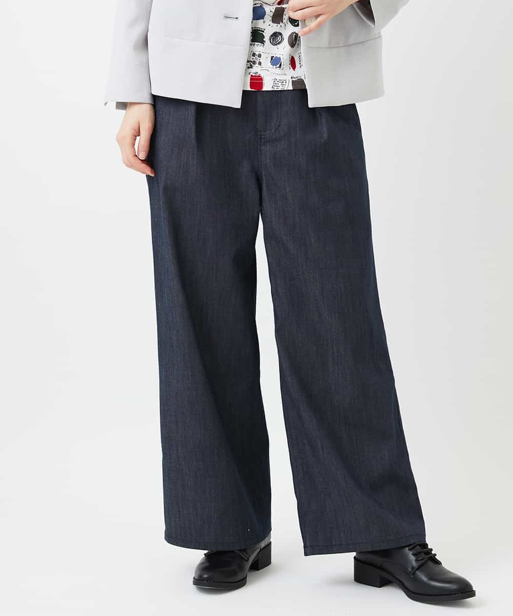 NHLGF85270 GIANNI LO GIUDICE(小さいサイズ)(メゾン ドゥ サンク) [セットアップ対応]デニムライクセミワイドパンツ ネイビー