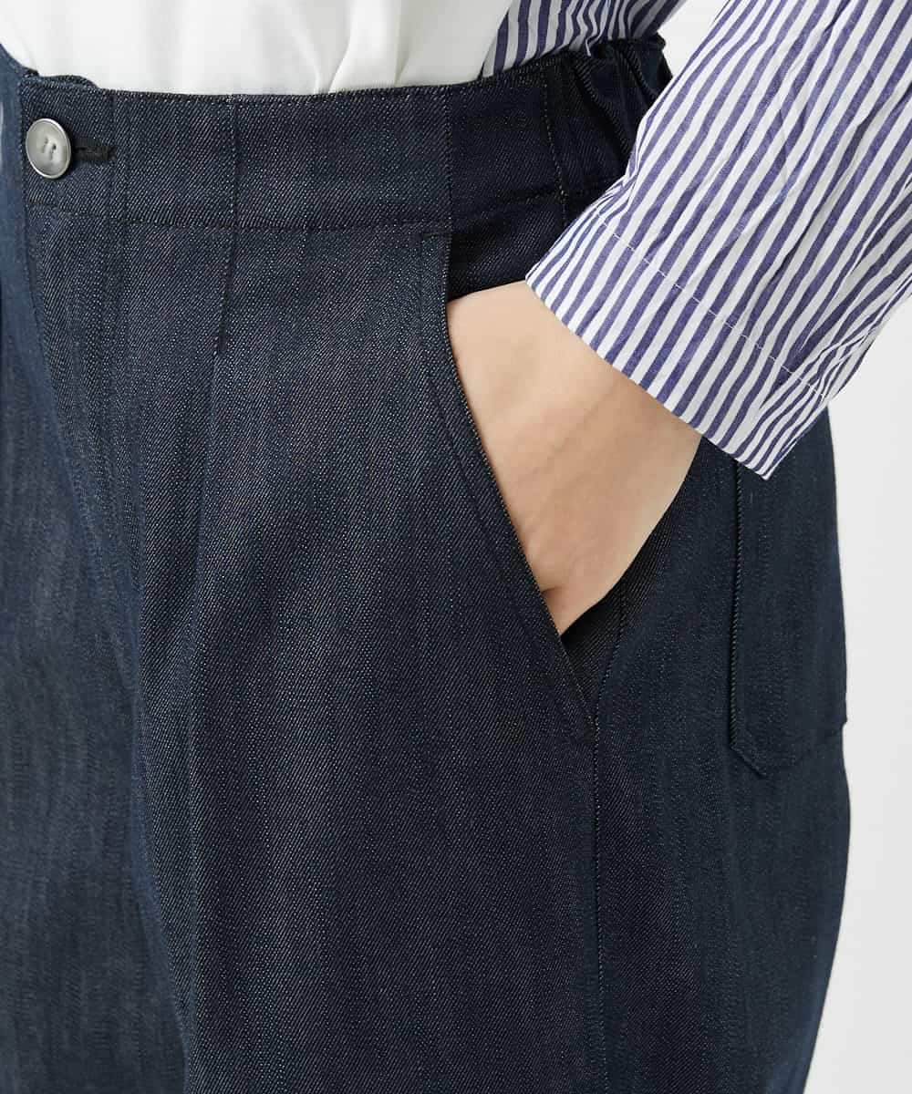 NHLGF85270 GIANNI LO GIUDICE(小さいサイズ)(メゾン ドゥ サンク) [セットアップ対応]デニムライクセミワイドパンツ ネイビー