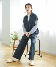 NHLGF85270 GIANNI LO GIUDICE(小さいサイズ)(メゾン ドゥ サンク) [セットアップ対応]デニムライクセミワイドパンツ ネイビー