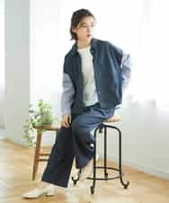 NHLGF85270 GIANNI LO GIUDICE(小さいサイズ)(メゾン ドゥ サンク) [セットアップ対応]デニムライクセミワイドパンツ ネイビー