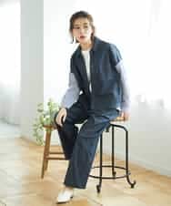 NHLGF85270 GIANNI LO GIUDICE(小さいサイズ)(メゾン ドゥ サンク) [セットアップ対応]デニムライクセミワイドパンツ ネイビー