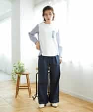 NHLGF85270 GIANNI LO GIUDICE(小さいサイズ)(メゾン ドゥ サンク) [セットアップ対応]デニムライクセミワイドパンツ ネイビー