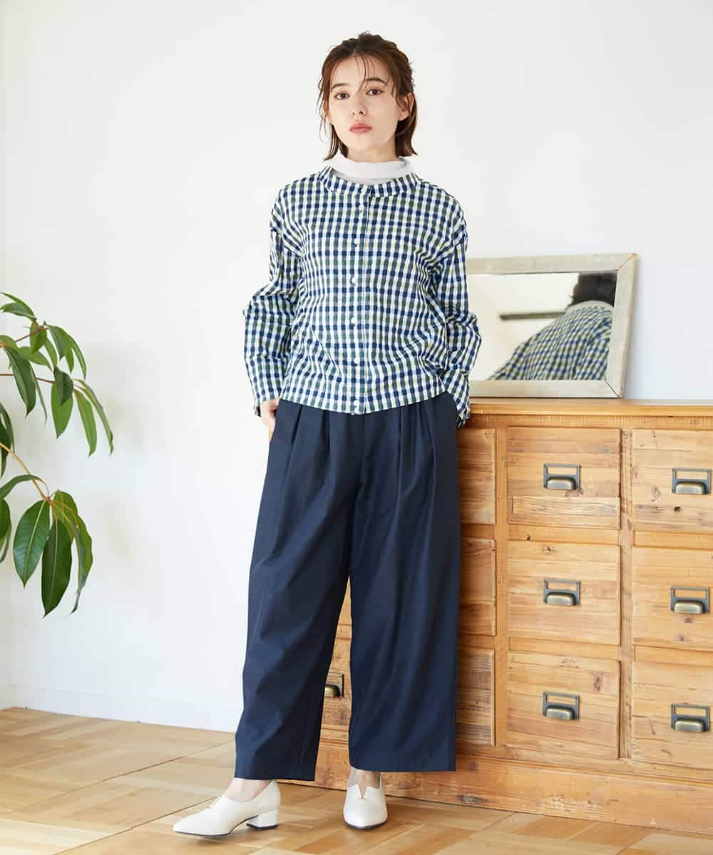 NHLGF85270 GIANNI LO GIUDICE(小さいサイズ)(メゾン ドゥ サンク) [セットアップ対応]デニムライクセミワイドパンツ ネイビー